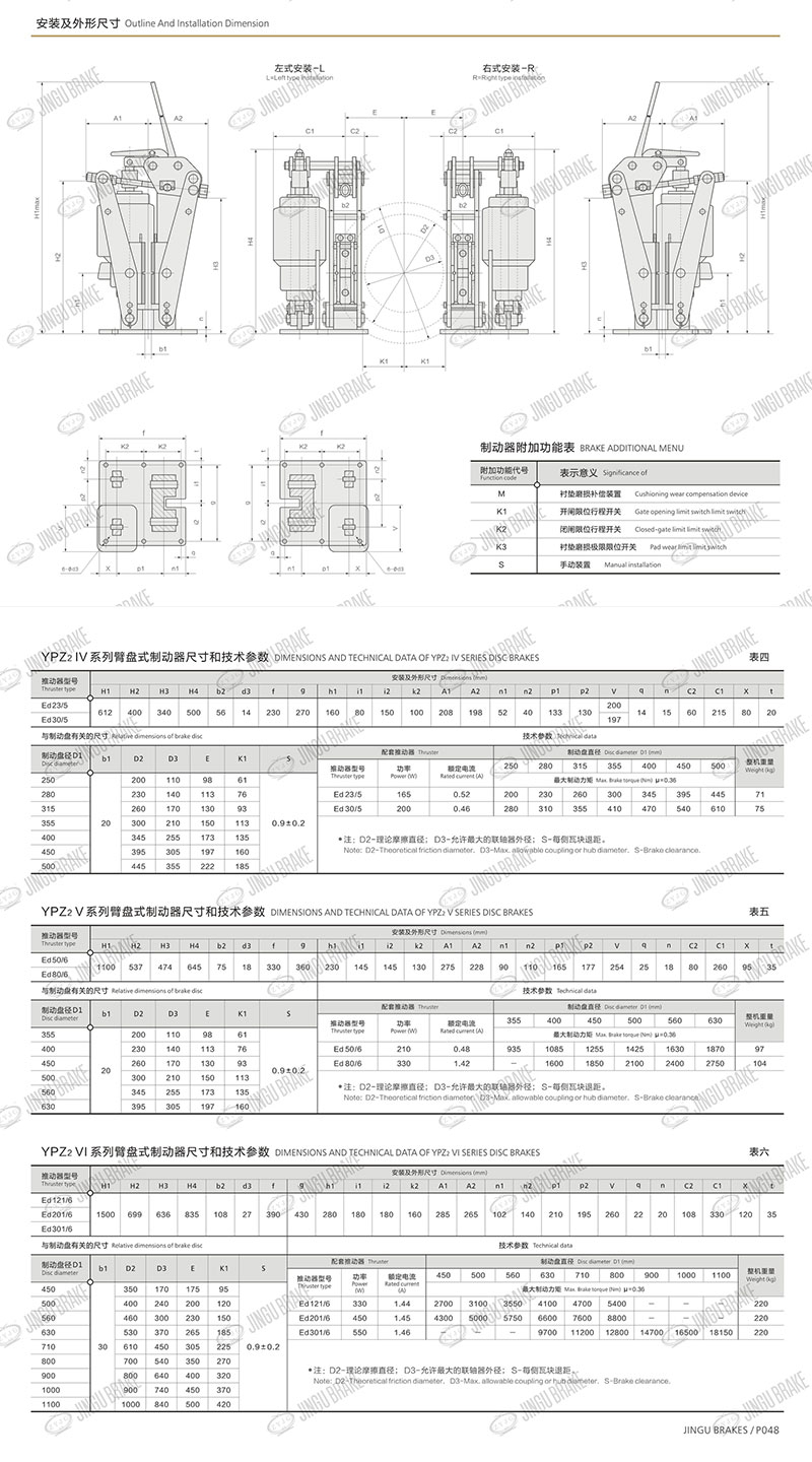 YPZ2IV、V、VI系列電力液壓臂盤式制動(dòng)器